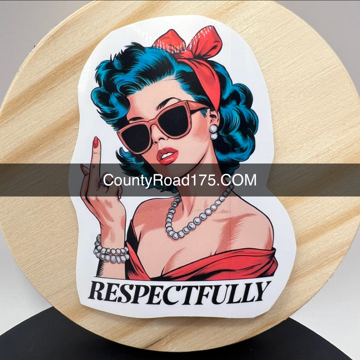 Retro Rockabilly Sticker - 1950s Woman Flipping the Bird - Respectfully Middle Finger Design - 3-Inch Decal