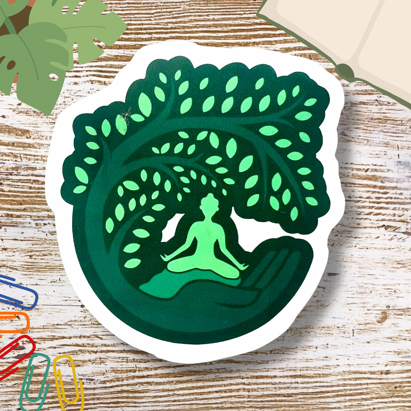 New Life Tree of Life Meditation Yoga Sticker 3” /  Green / Inspirational Decal