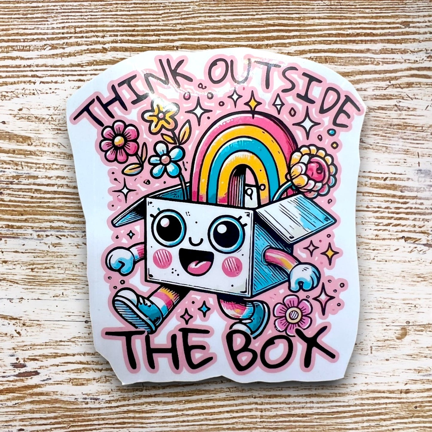 Think Outside The Box 3" Sticker / Classroom or Office Sticker / Water Bottle Decal