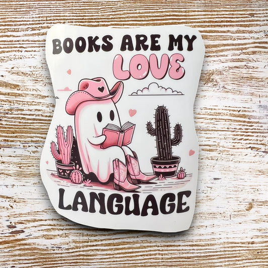 Book Theme Ghost 3" Sticker / Western Theme Ghost Decal /Books Are My Love Language / Water Bottle Decal