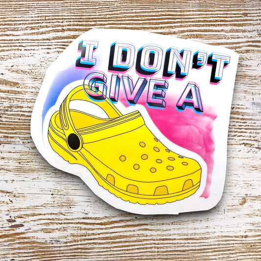 Funny Yellow Croc Sticker – “I Don’t Give a Croc” Vinyl Decal for Water Bottles, Laptops, Scrapbooking, Journals, and Gift Ideas