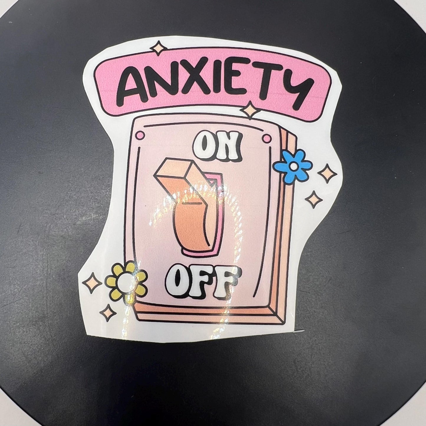 Colorful Boho Anxiety Sticker Decal – Light Switch with Flowers for Water Bottles, Laptops, and More