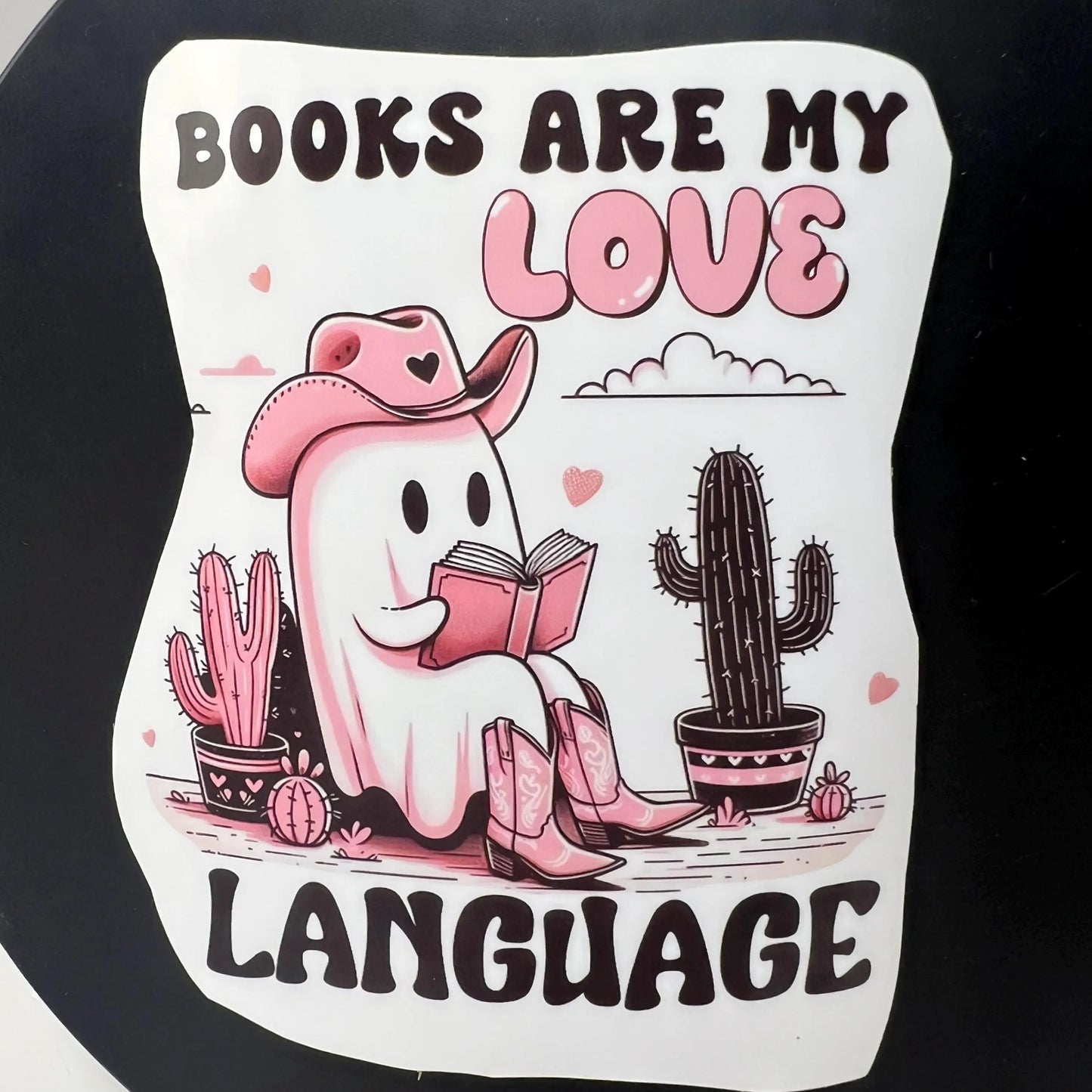 Book Theme Ghost 3" Sticker / Western Theme Ghost Decal /Books Are My Love Language / Water Bottle Decal