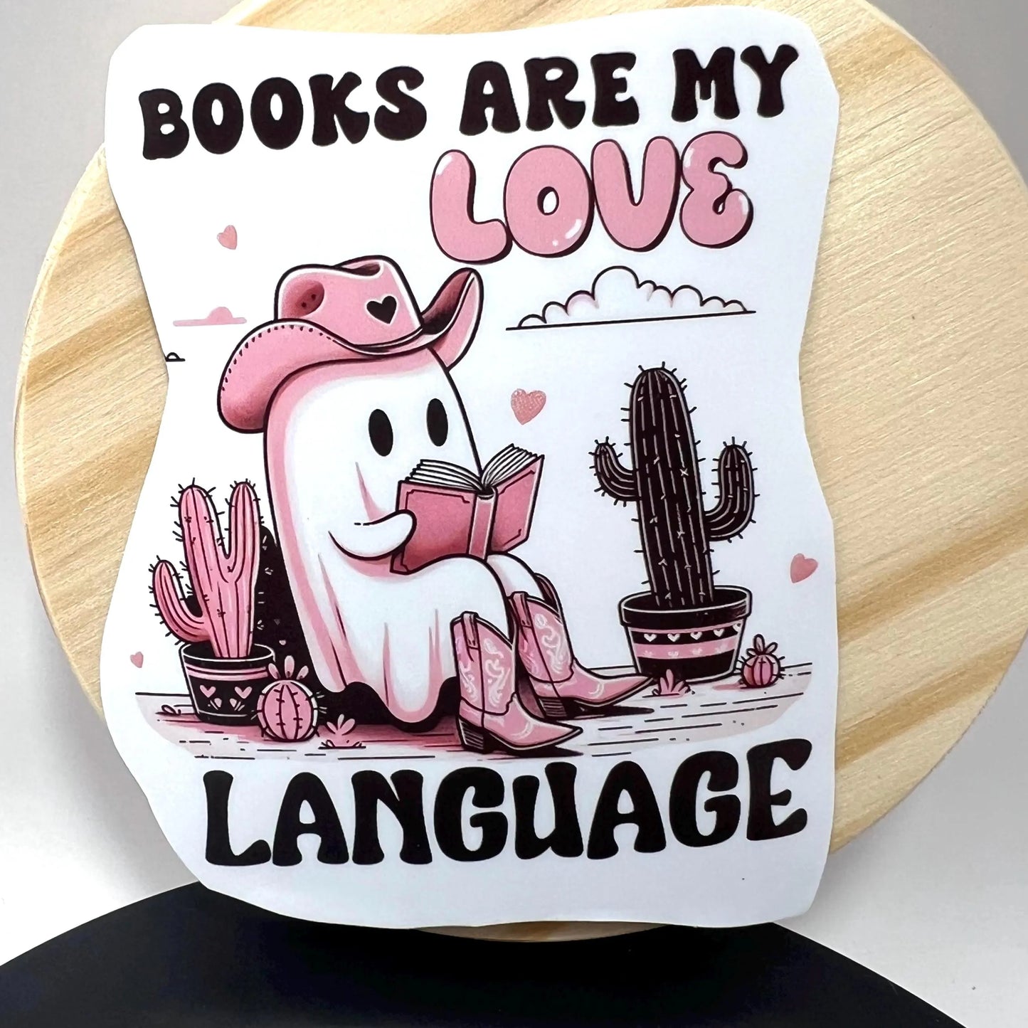 Book Theme Ghost 3" Sticker / Western Theme Ghost Decal /Books Are My Love Language / Water Bottle Decal