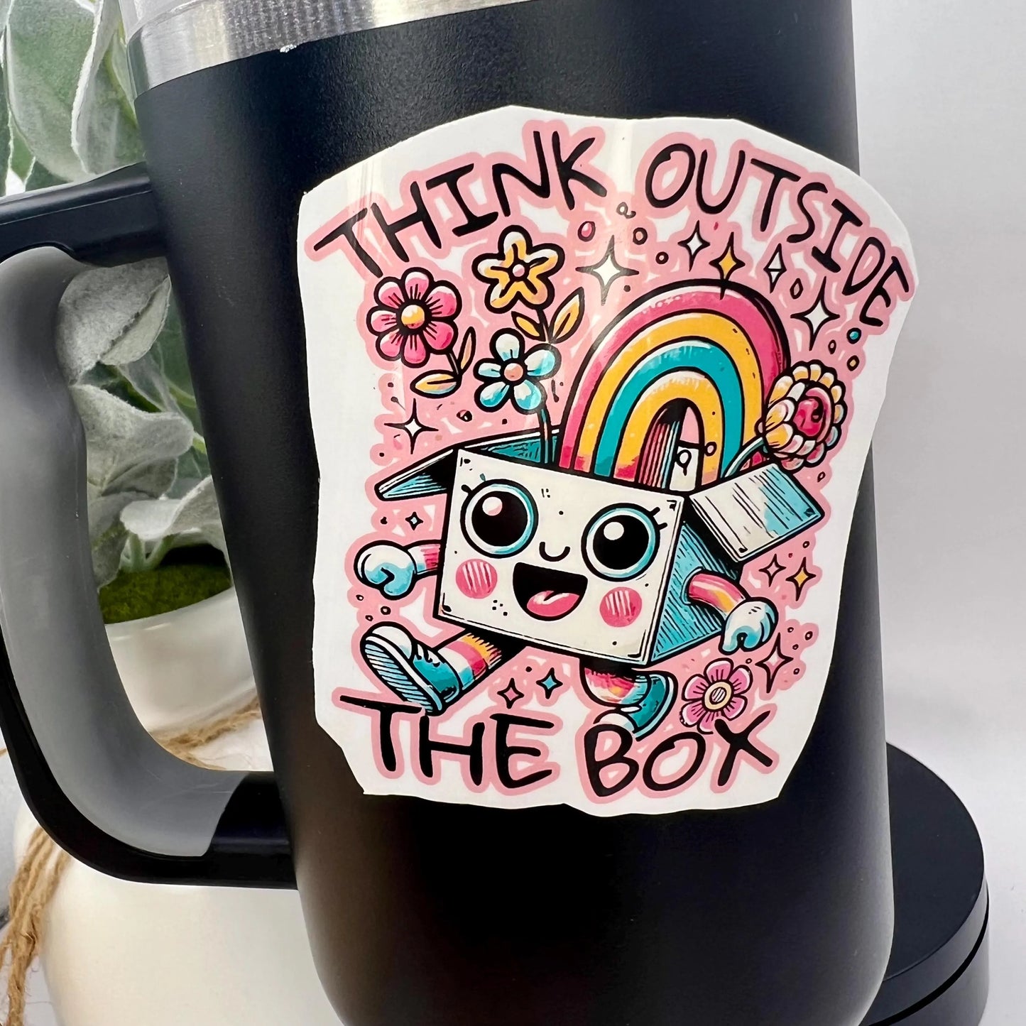 Think Outside The Box 3" Sticker / Classroom or Office Sticker / Water Bottle Decal