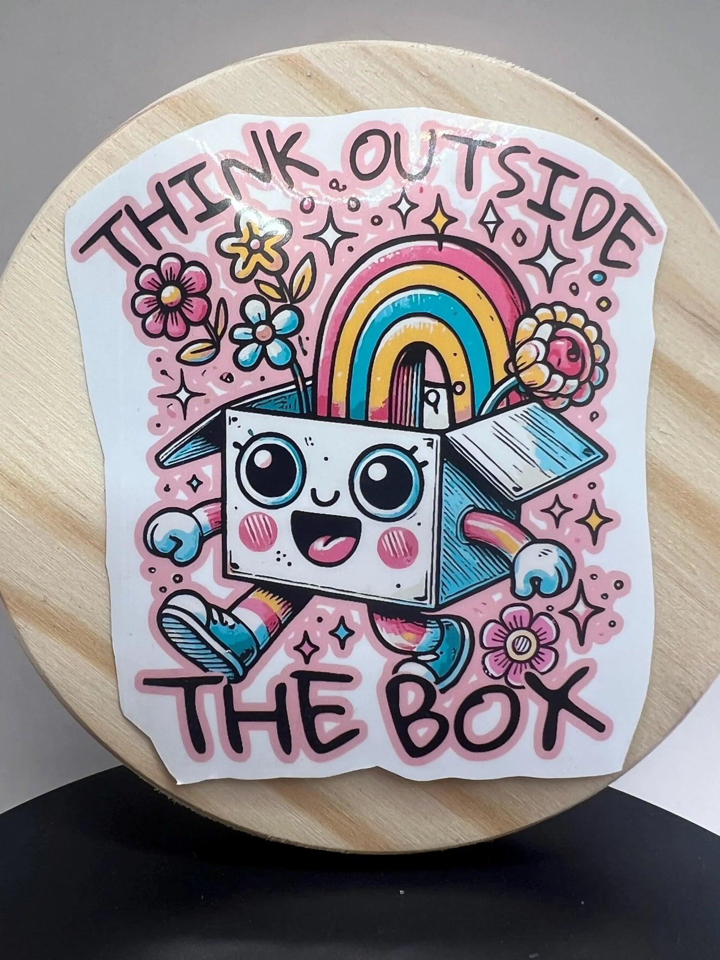 Think Outside The Box 3" Sticker / Classroom or Office Sticker / Water Bottle Decal