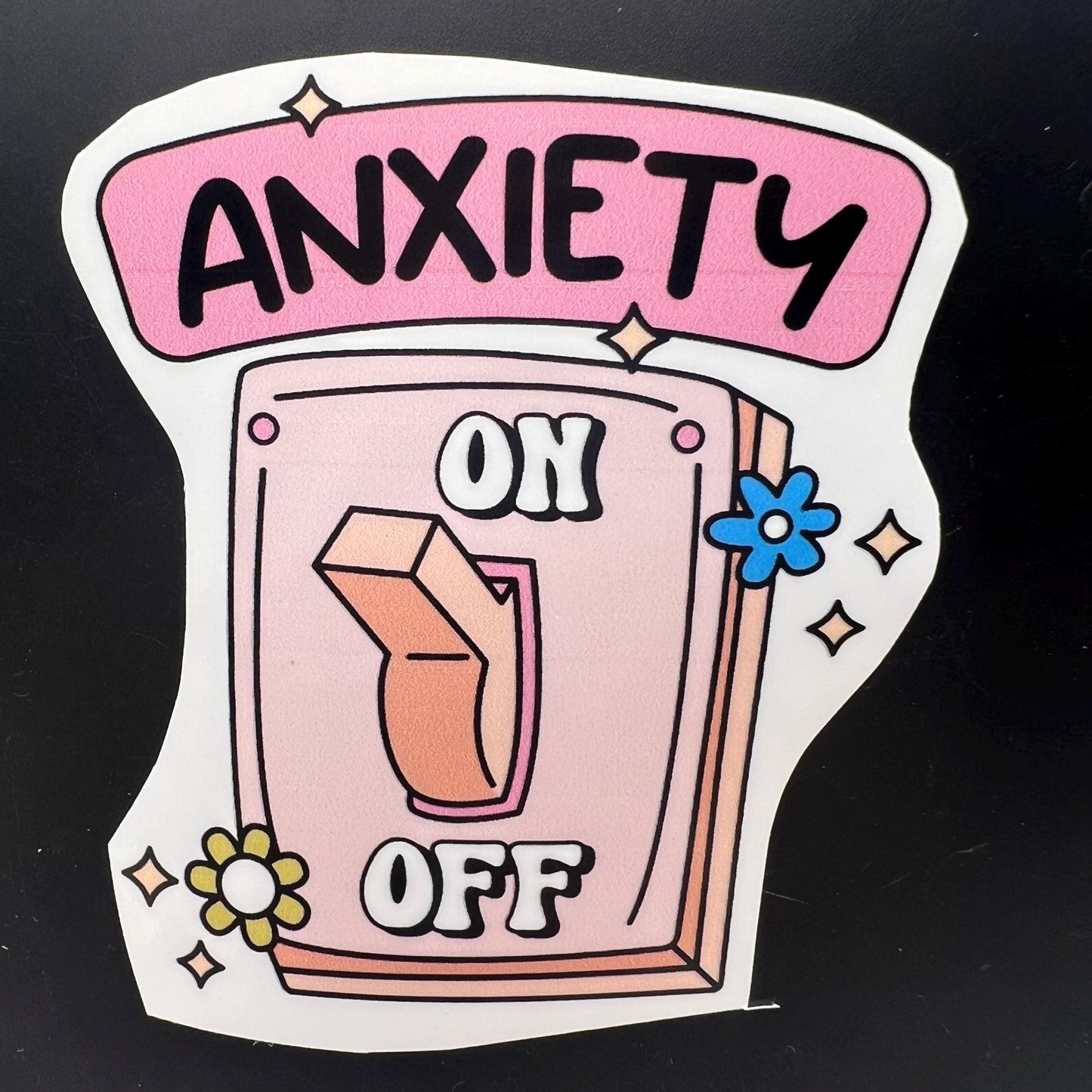 Colorful Boho Anxiety Sticker Decal – Light Switch with Flowers for Water Bottles, Laptops, and More