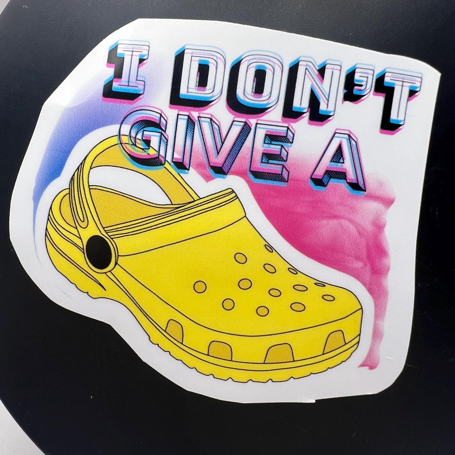 Funny Yellow Croc Sticker – “I Don’t Give a Croc” Vinyl Decal for Water Bottles, Laptops, Scrapbooking, Journals, and Gift Ideas