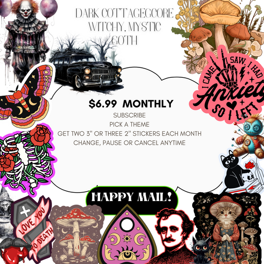 Dark Cottagecore/Witchy/Goth Monthly Sticker Subscription PG 13