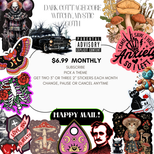 Dark Cottagecore/Witchy/Goth Monthly Sticker Subscription NOT PG 13