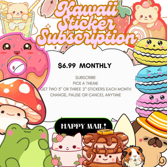 Kawaii/Inspiring/Mental Health Monthly Sticker Subscription PG 13